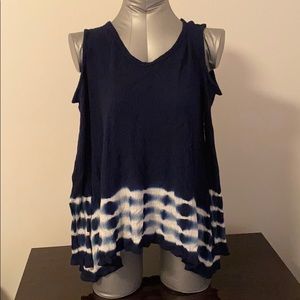cold shoulder waffle tie dye shirt S